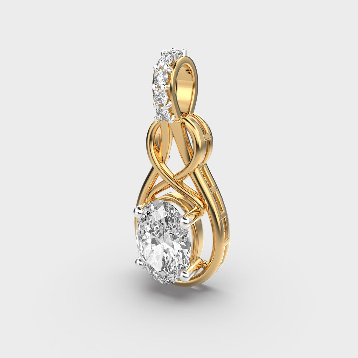 Oval Diamond in a Cage Pendant (Without Chain)