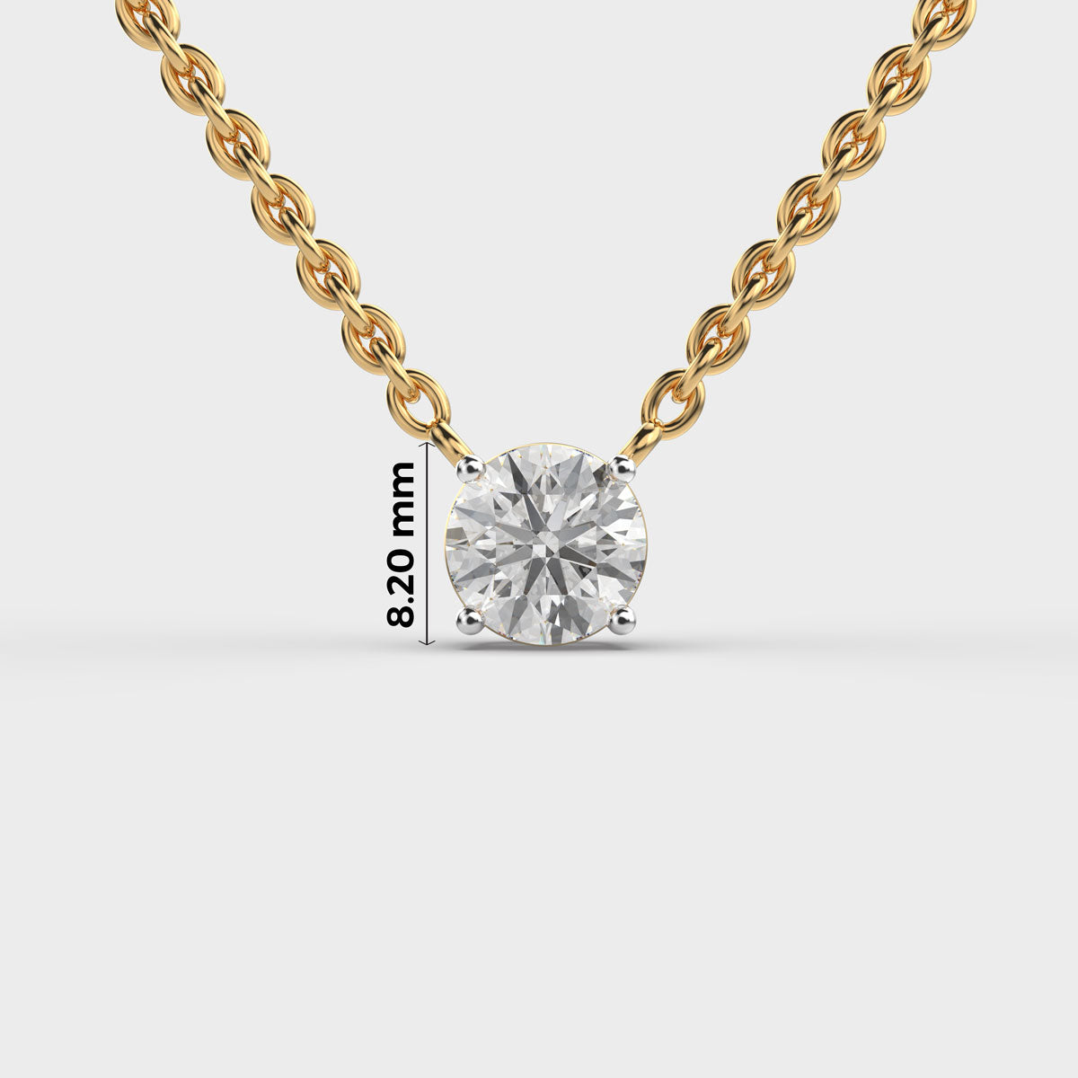 serene aeterna round diamond solitaire link pendant (with chain)