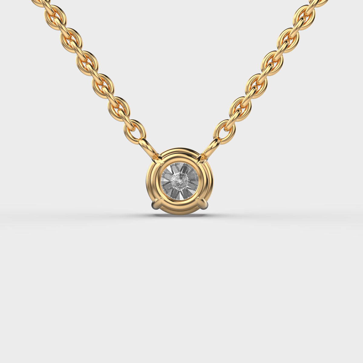 serene aeterna round diamond solitaire link pendant (with chain)