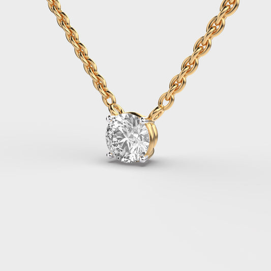 Serene Aeterna Round Diamond Solitaire Link Pendant (With Chain)