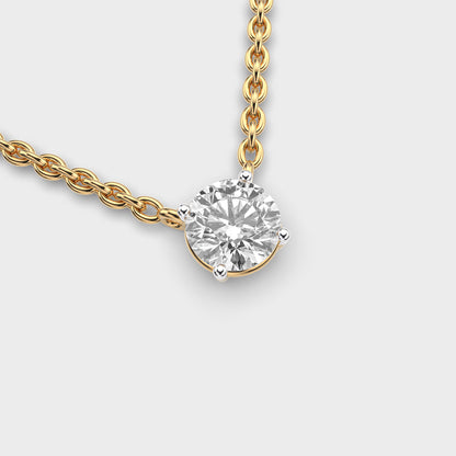 Serene Aeterna Round Diamond Solitaire Link Pendant (With Chain)