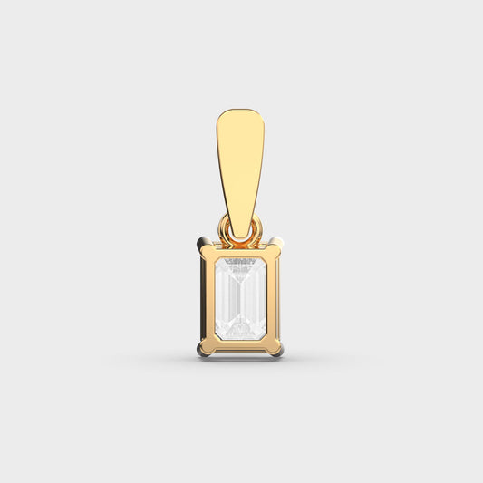 Emerald Cut Solitaire Pendant (Without Chain)
