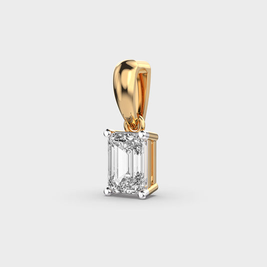 Emerald Cut Solitaire Pendant (Without Chain)