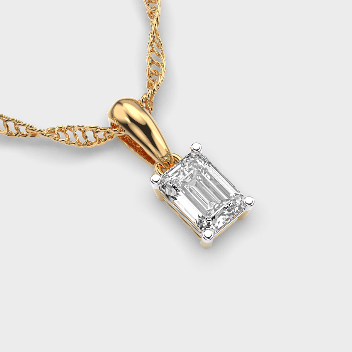 emerald cut solitaire pendant (without chain)