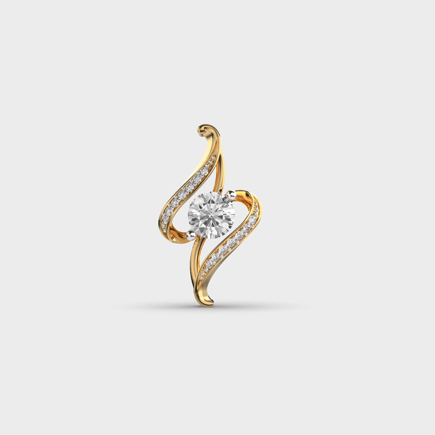 Twisted Style Round Diamond Pendant (Without Chain)