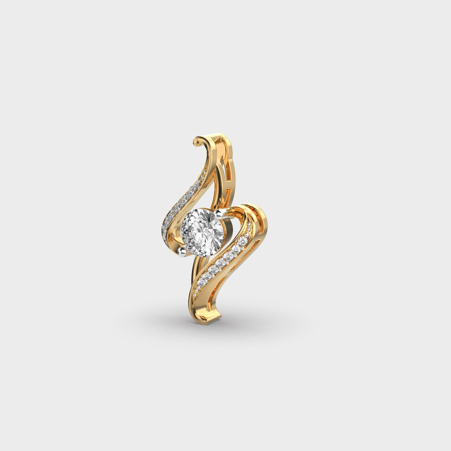 Twisted Style Round Diamond Pendant (Without Chain)