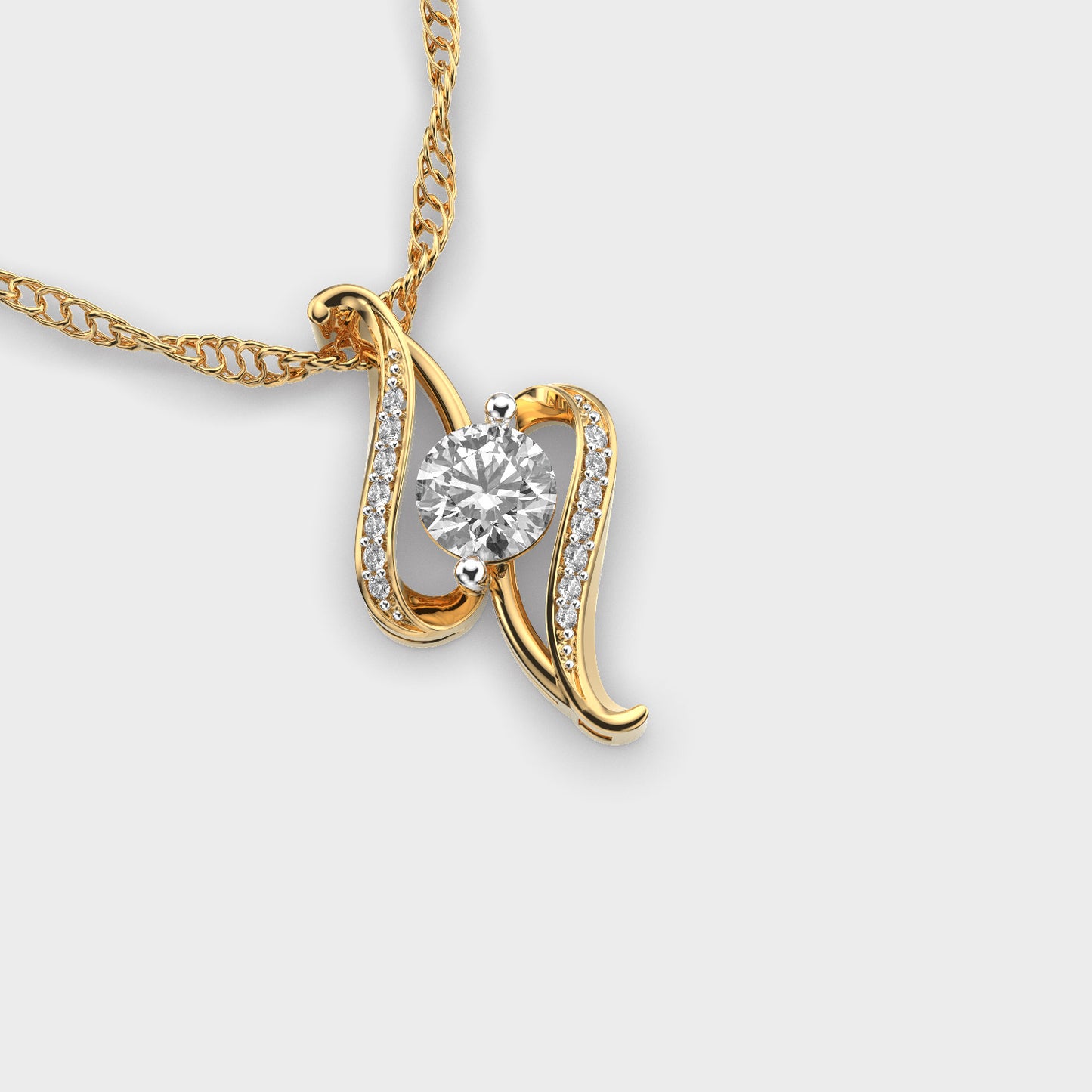 twisted style round diamond pendant (without chain)