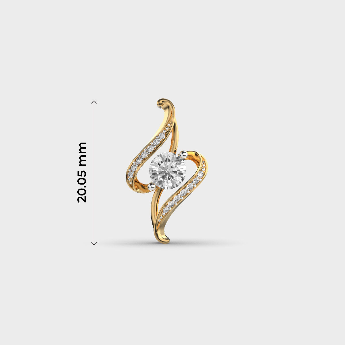 Twisted Style Round Diamond Pendant (Without Chain)