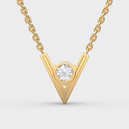 V-Shaped Padma Cut Diamond Pendant (With Chain)