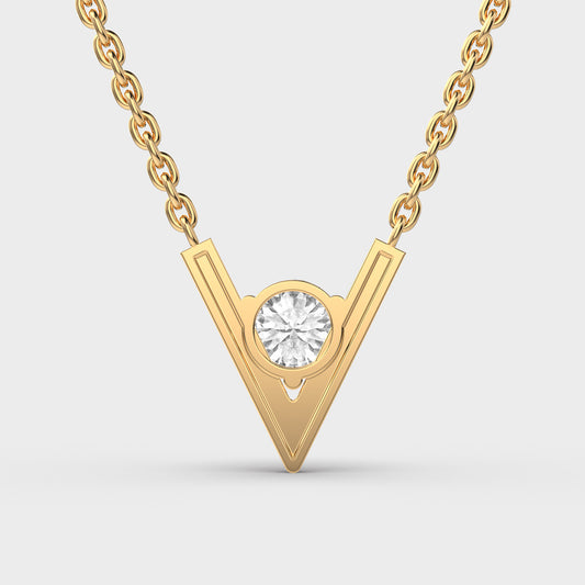 V-Shaped Padma Cut Diamond Pendant (With Chain)
