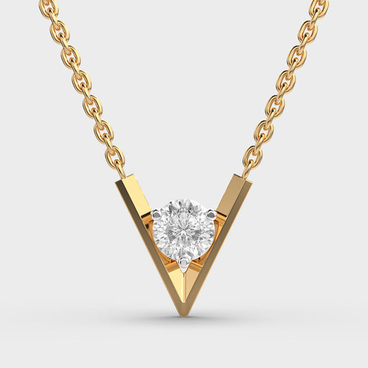 V-Shaped Padma Cut Diamond Pendant (With Chain)