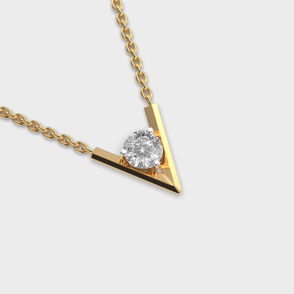 V-Shaped Padma Cut Diamond Pendant (With Chain)