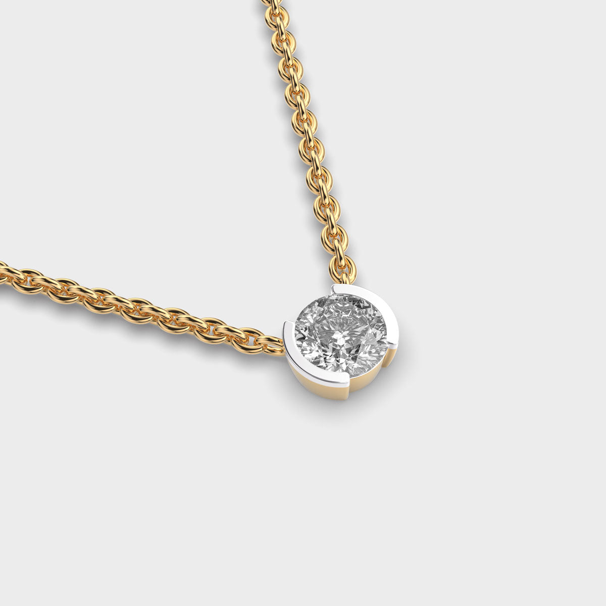 minimalist padma cut diamond solitaire pendant (with chain)