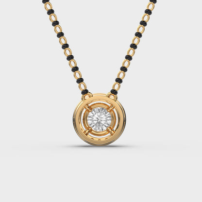 Brilliant Padma Cut Diamond Halo Mangalsutra Pendant (With Chain)