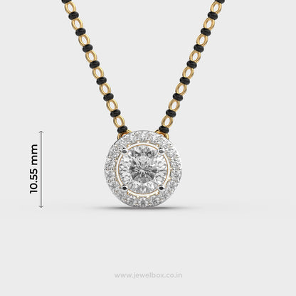 Brilliant Padma Cut Diamond Halo Mangalsutra Pendant (With Chain)