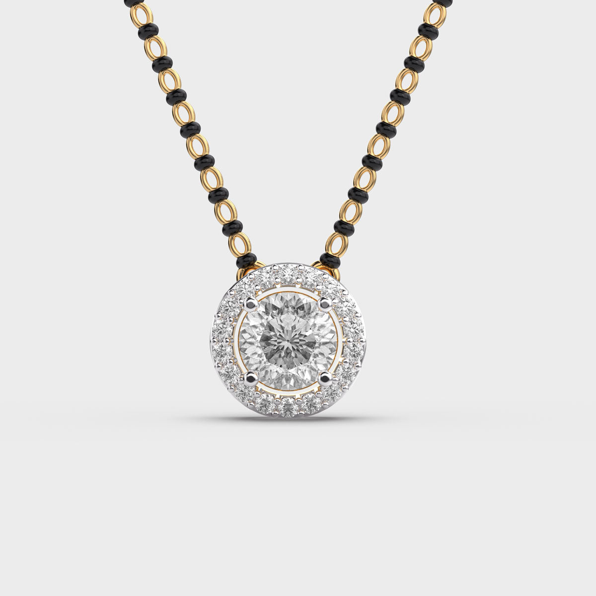 brilliant padma cut diamond halo mangalsutra pendant (with chain)