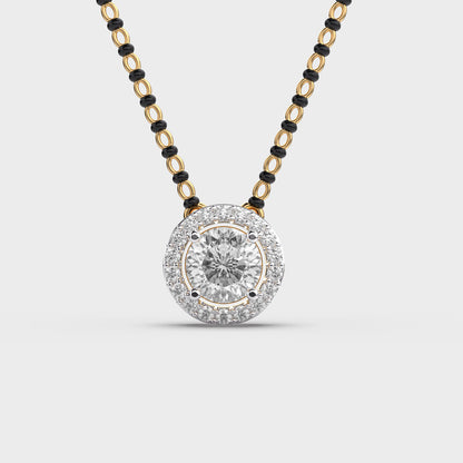 Brilliant Padma Cut Diamond Halo Mangalsutra Pendant (With Chain)
