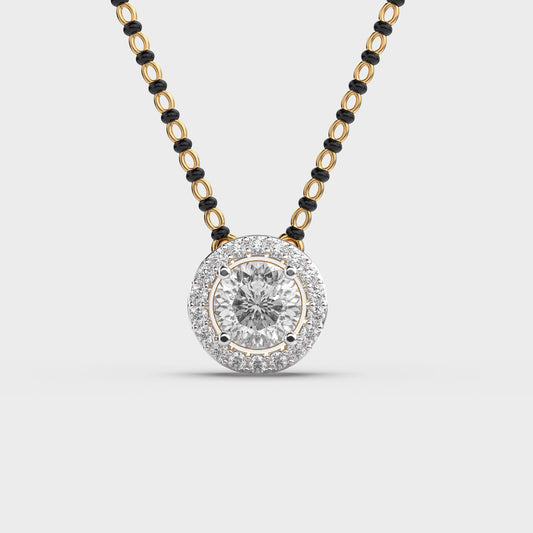 Brilliant Padma Cut Diamond Halo Mangalsutra Pendant (With Chain)