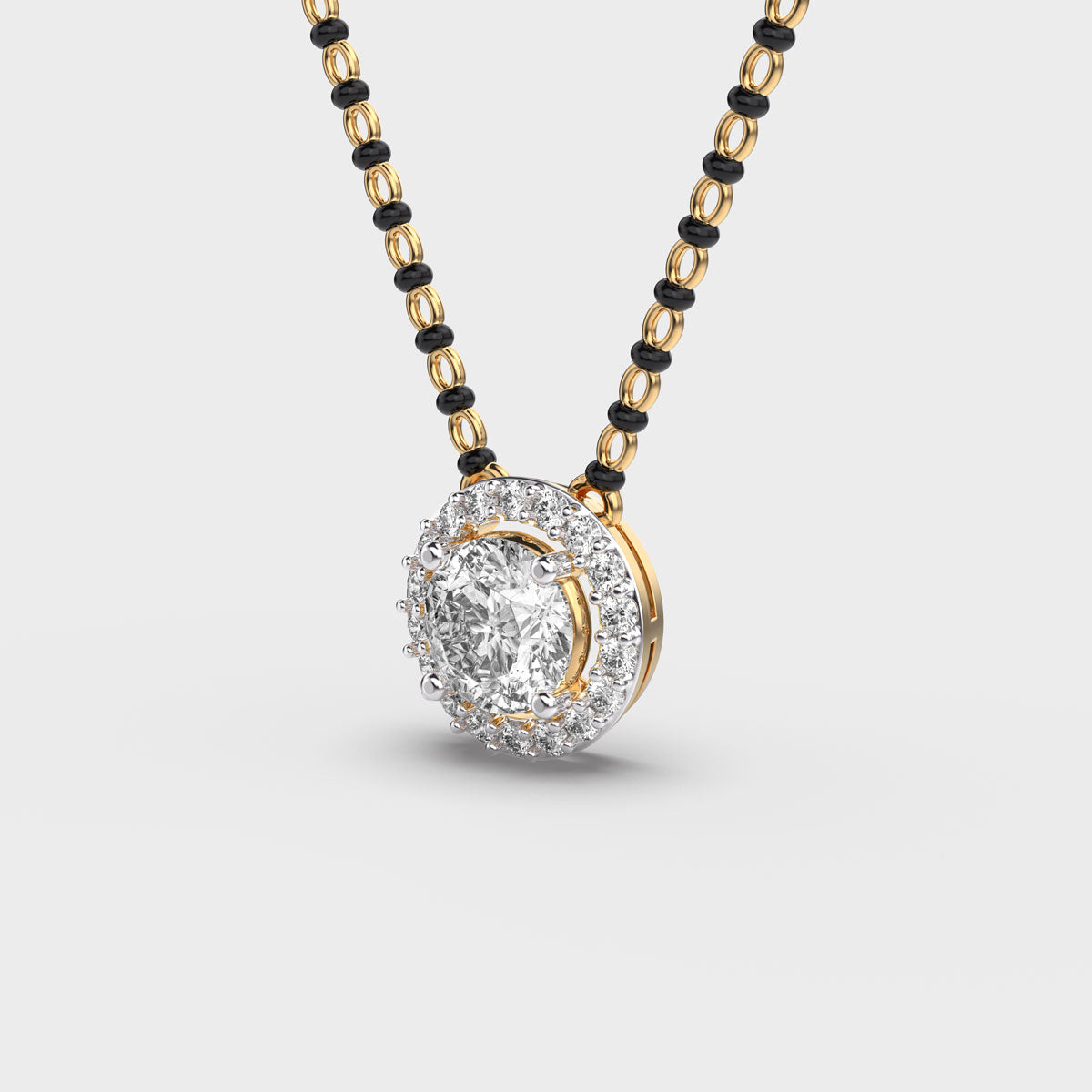 brilliant padma cut diamond halo mangalsutra pendant (with chain)