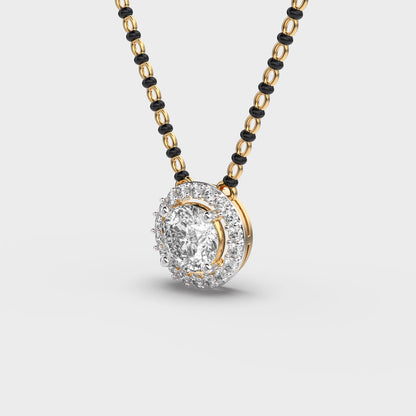 Brilliant Padma Cut Diamond Halo Mangalsutra Pendant (With Chain)