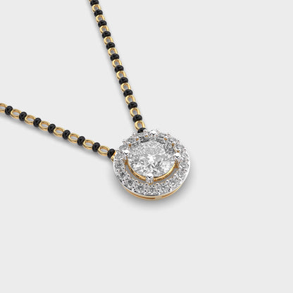 Brilliant Padma Cut Diamond Halo Mangalsutra Pendant (With Chain)