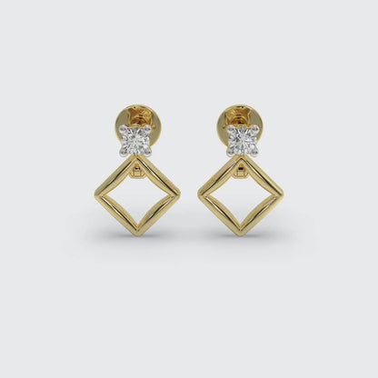 Gold Geometric Radiance Convertible Diamond Earrings
