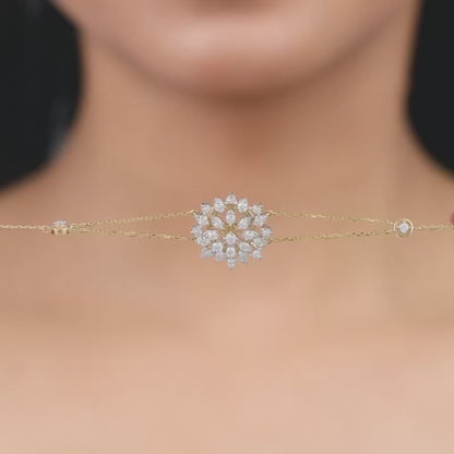 Gold Geometric Floral Diamond Bracelet