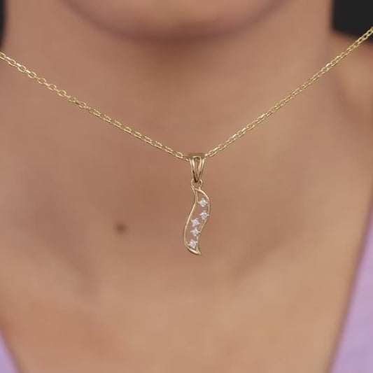 Gold Bright Flame Diamond Pendant