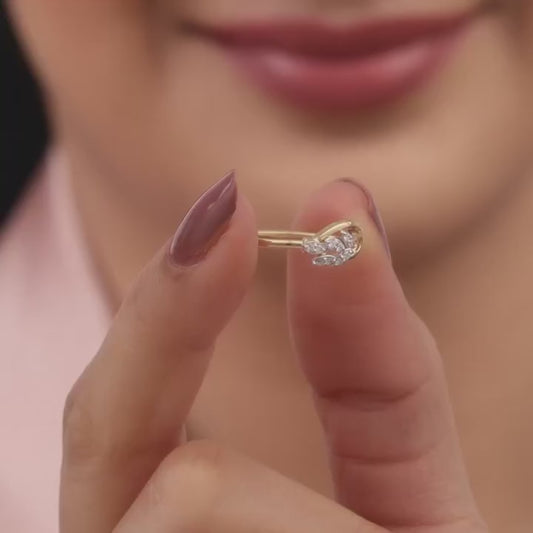 Gold Lush Leaves Diamond Ring