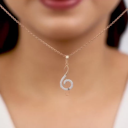 Rose Gold Musical Note Diamond Pendant