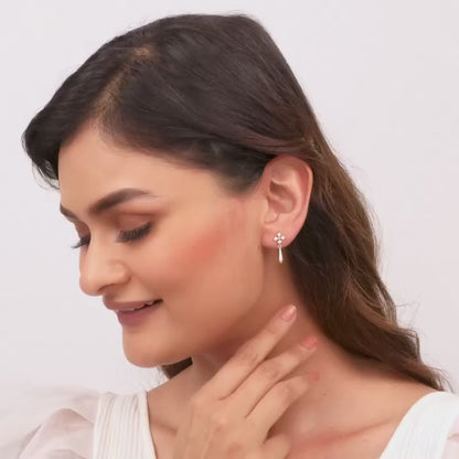 Gold Radiant Drop Diamond Earrings