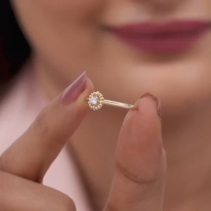 Gold Floweret Diamond Ring