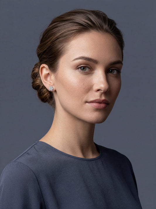 Minimalist Lab-Grown Diamond Silver Stud Earrings