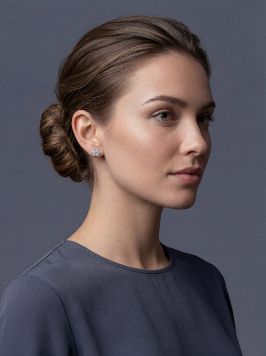 Minimalist Lab-Grown Diamond Silver Stud Earrings