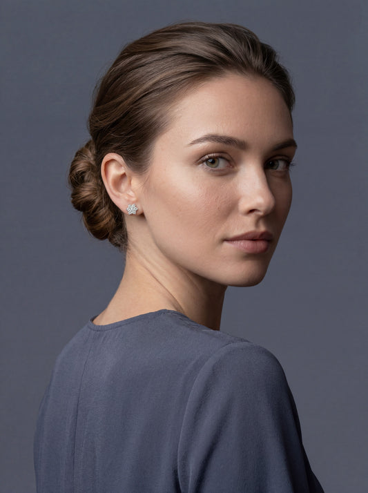Minimalist Lab-Grown Diamond Silver Stud Earrings