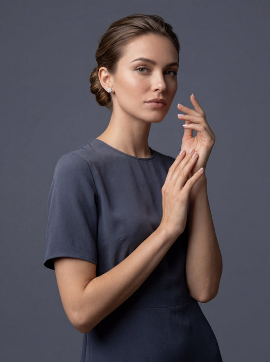 Minimalist Lab-Grown Diamond Silver Stud Earrings